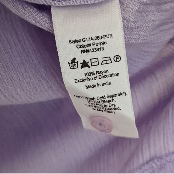 Jachs girlfriend boho faux wrap blouse lilac embroidered Medium @K1 - Picture 6 of 11